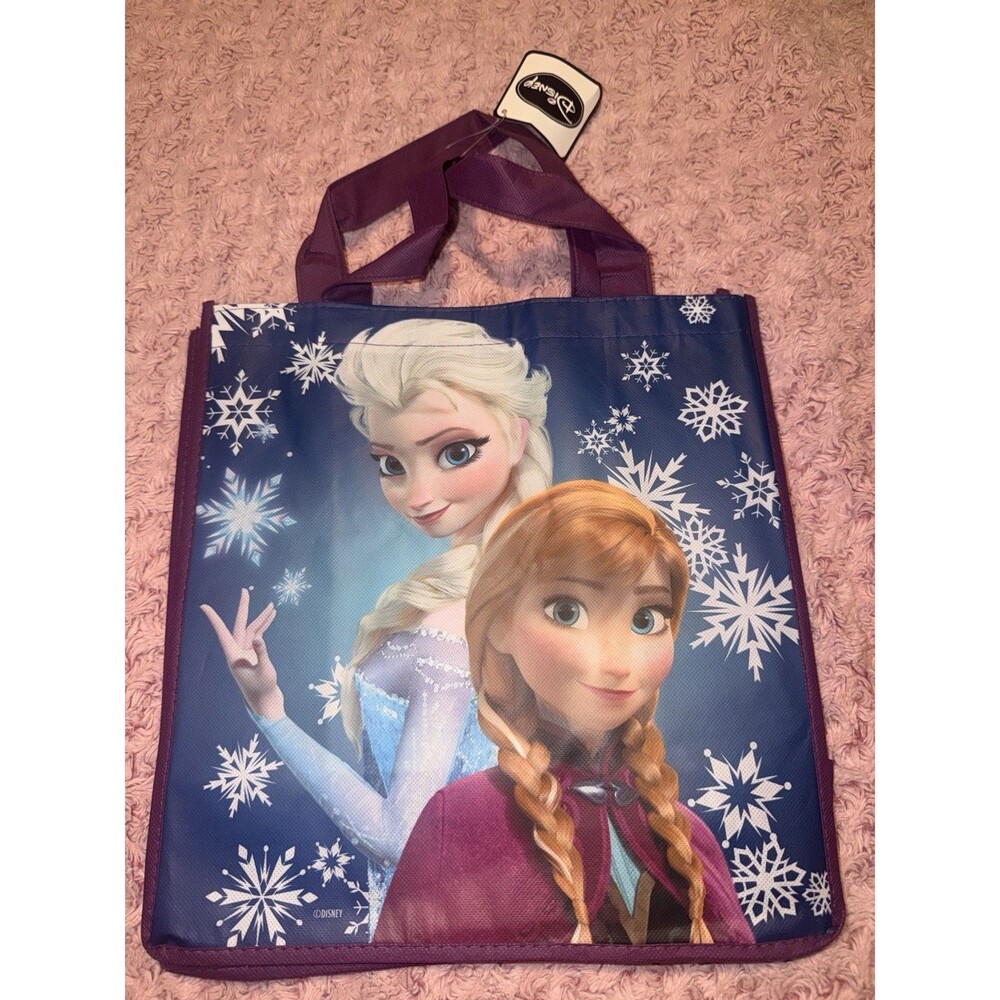 Disney Store Reusable Shopping Tote Purple Princess Sack Carry Bag Frozen Anna